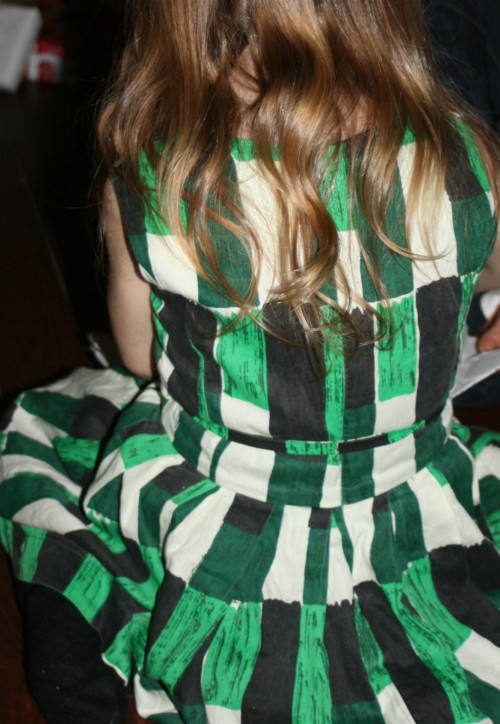 Green and black print on cotton dress by Maan